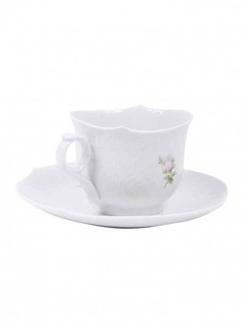 Чайная чашка из фарфора с блюдцем с цветочным узором  Meissen - Обтравка1