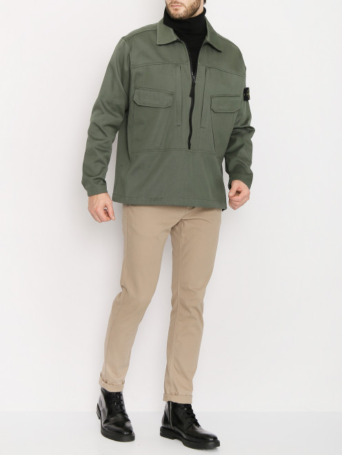 Куртка из хлопка с накладными карманами Stone Island - МодельОбщийВид