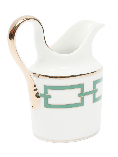 Молочник из фарфора с орнаментом и серебряной окантовкой Ginori 1735 - Обтравка1