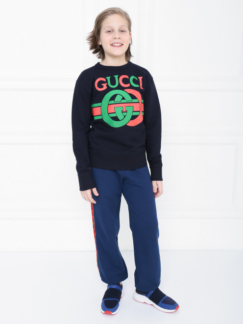 Свитшот хлопковый с принтом Gucci - МодельОбщийВид