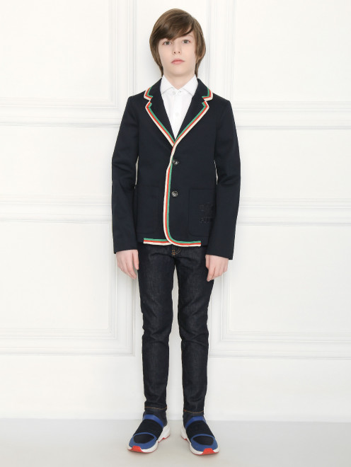 Пиджак из хлопка с контрастной отделкой Gucci - МодельОбщийВид