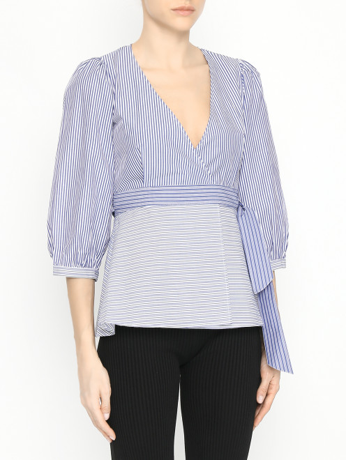 Блуза из хлопка с узором полоска Max&Co - МодельВерхНиз