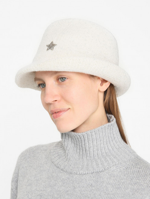 Трикотажная шляпа из смешанной шерсти, декорированная пайетками Lorena Antoniazzi - МодельОбщийВид