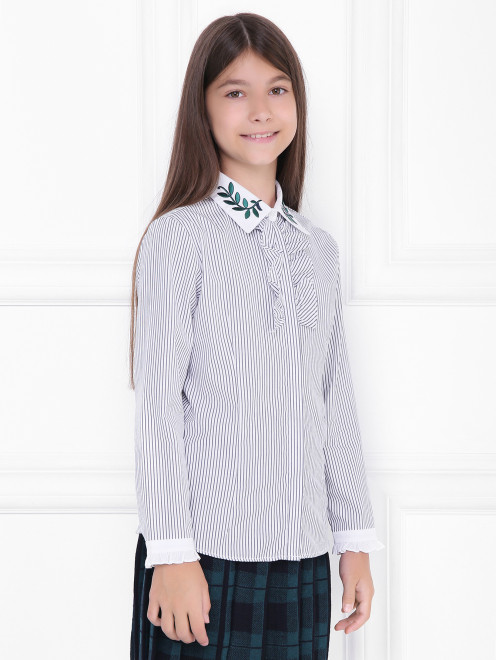 Хлопковая блуза с вышитым воротником Aletta Couture - МодельВерхНиз