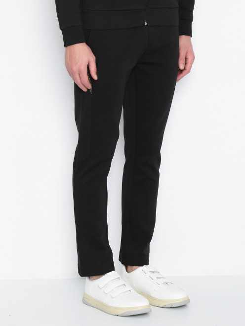 Трикотажные брюки из хлопка с принтом Boss - МодельВерхНиз