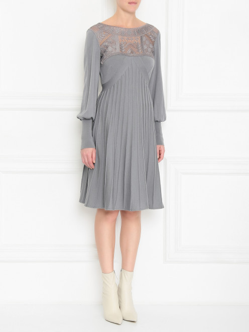Платье из шерсти с вышивкой Alberta Ferretti - МодельВерхНиз