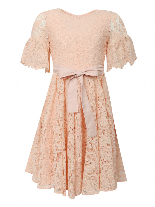Платье из фактурного хлопка с поясом Rhea Costa - Общий вид