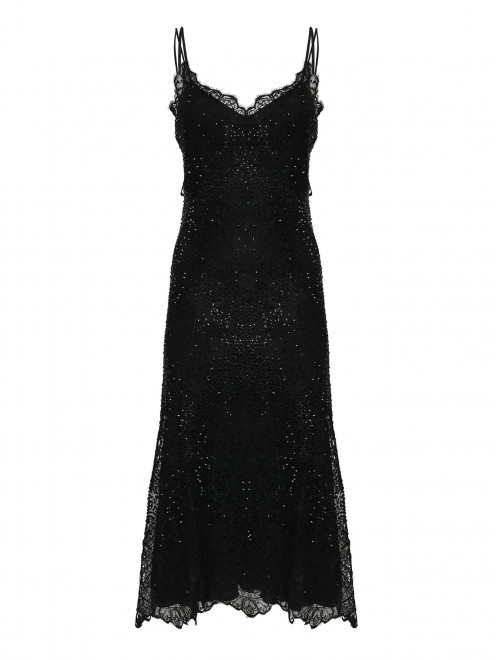Платье из сетки, декорированное кружевом и стразами Ermanno Scervino - Общий вид