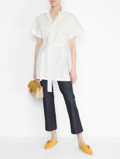 Блуза из смешанного хлопка с поясом Moschino Boutique - МодельОбщийВид