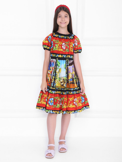 Платье из хлопка с узором Dolce & Gabbana - МодельОбщийВид