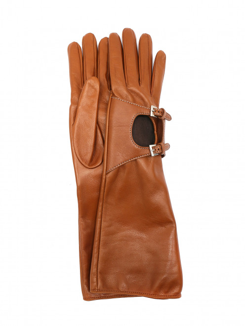 Высокие перчатки из гладкой кожи с декоративными пряжками Ermanno Scervino - Общий вид