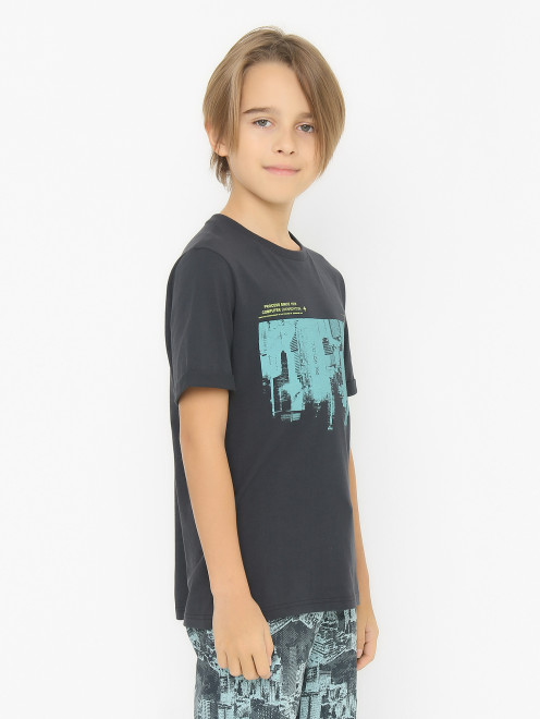 Хлопковая футболка с принтом Sanetta - МодельВерхНиз