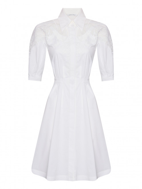 Платье из хлопка с кружевной отделкой Alberta Ferretti - Общий вид