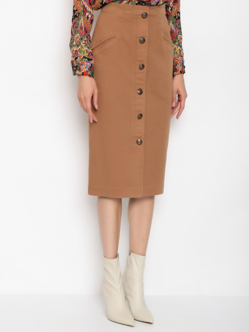 Джинсовая юбка из хлопка с карманами Etro - МодельВерхНиз