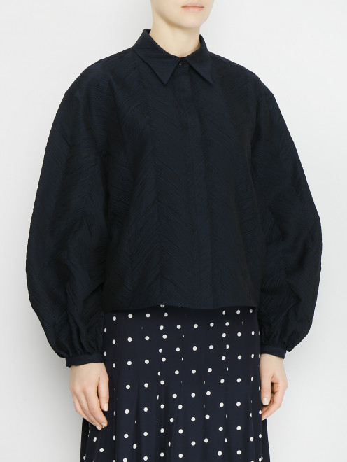 Блуза из фактурной ткани свободного кроя Rohe - МодельВерхНиз