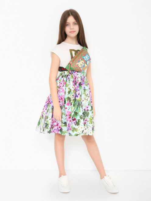 Платье из хлопка с аппликацией Dolce & Gabbana - МодельОбщийВид