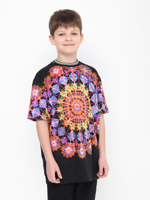 Хлопковая футболка с узором Dolce & Gabbana - МодельВерхНиз