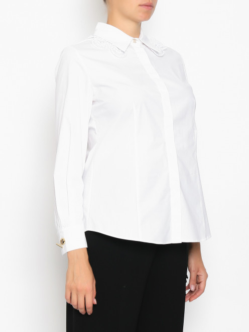 Рубашка из хлопка с кружевной отделкой Marina Rinaldi - МодельВерхНиз