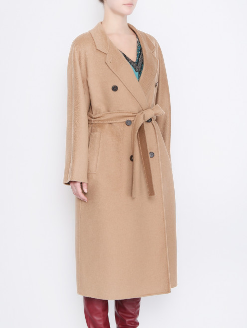 Пальто из шерсти с поясом Marina Rinaldi - МодельВерхНиз