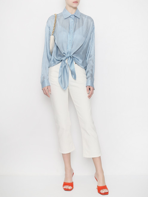 Блуза из шелка с узором полоска Ermanno Scervino - МодельОбщийВид