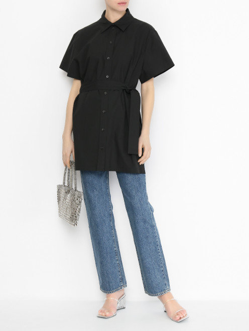 Рубашка из хлопка с коротким рукавом Moschino Boutique - МодельОбщийВид