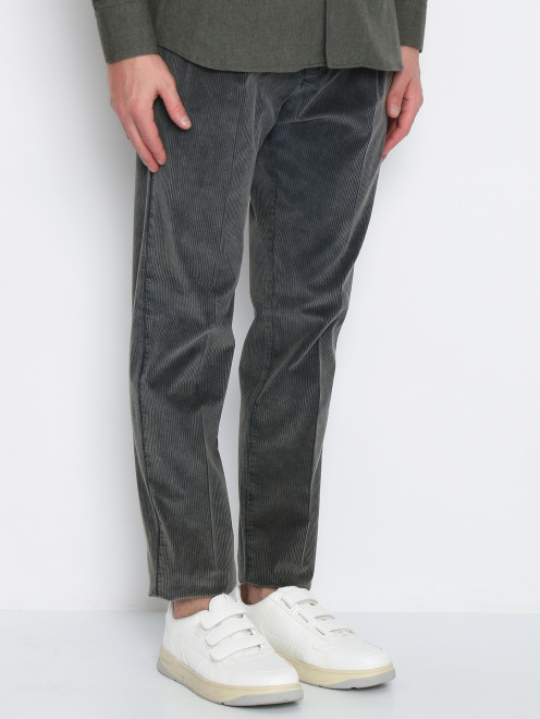 Вельветовые брюки из хлопка прямого кроя LARDINI - МодельВерхНиз