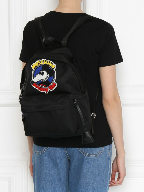 Рюкзак из текстиля с аппликацией Moschino - МодельВерхНиз