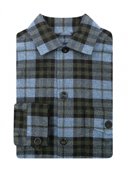 Рубашка из хлопка и шерсти с накладными карманами Eton - Общий вид