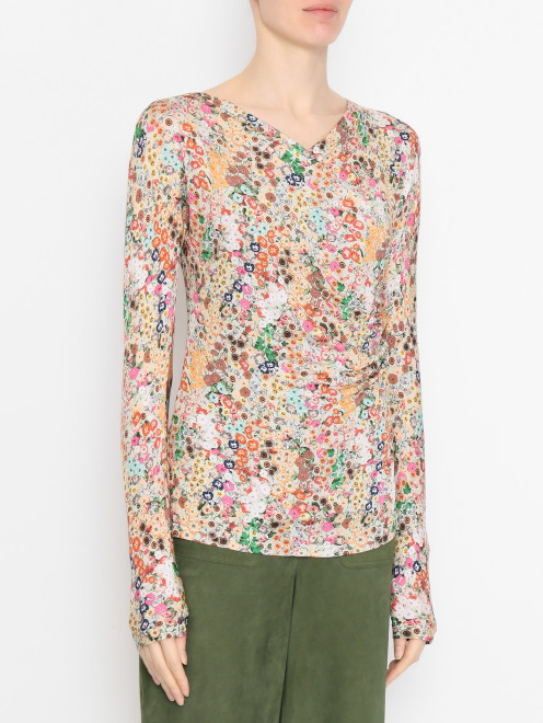 Блуза из вискозы с цветочным узором Max Mara - МодельВерхНиз
