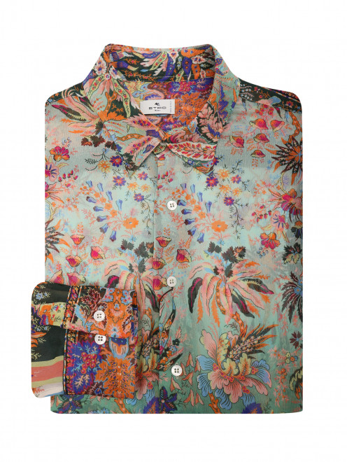 Рубашка из шелка свободного кроя с узором Etro - Общий вид