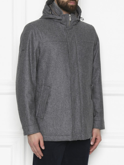 Куртка из шерсти на молнии с капюшоном Brooks Brothers - МодельВерхНиз
