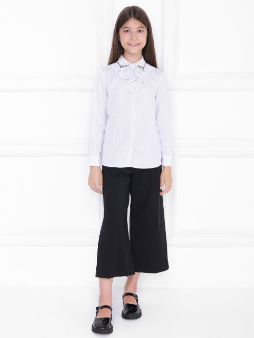 Блуза из хлопка с вышитым воротником Aletta Couture - МодельОбщийВид